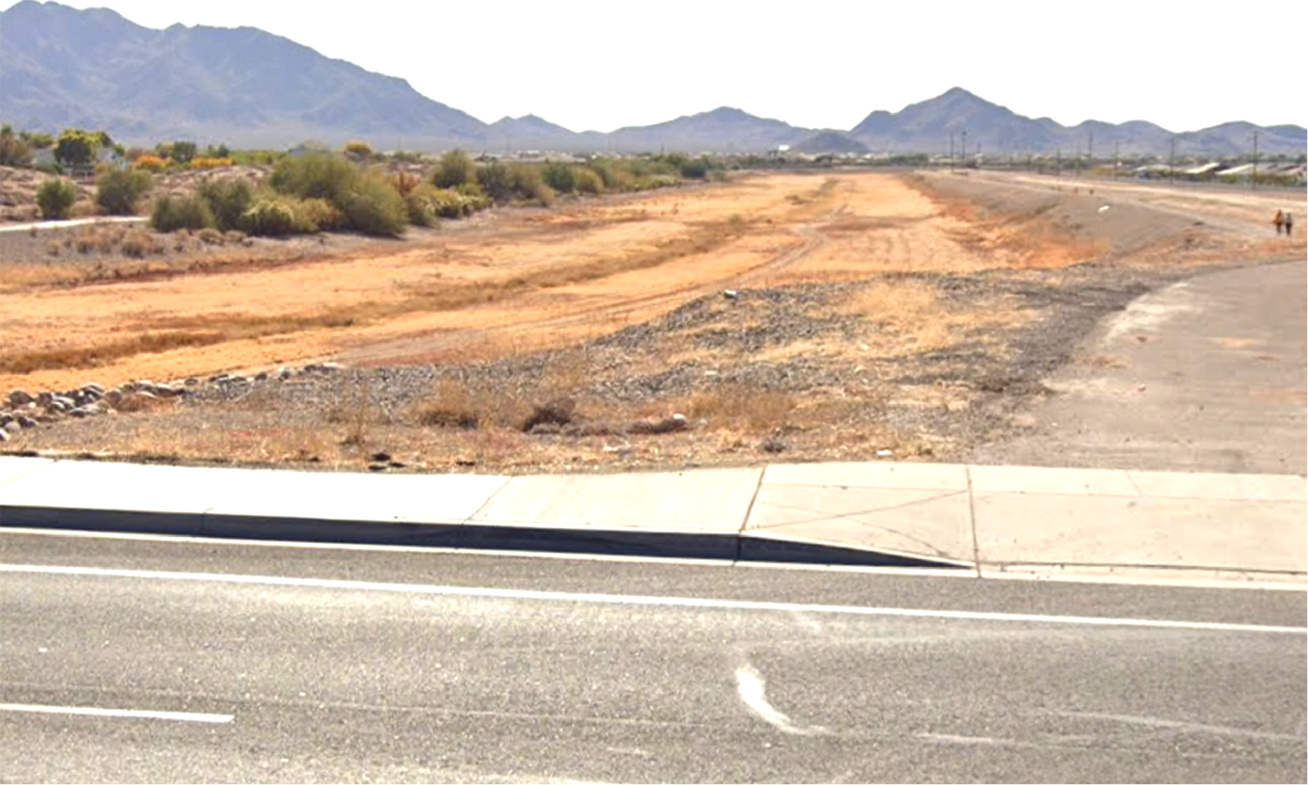 Flood control wash located at Greenfield and Chandler Heights, before
