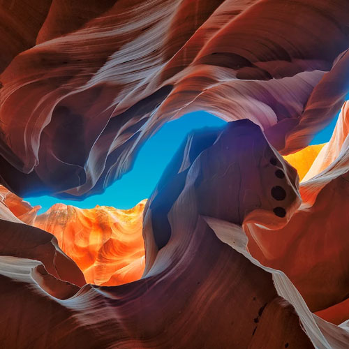 Antalope Canyon seen from the inside looking up
