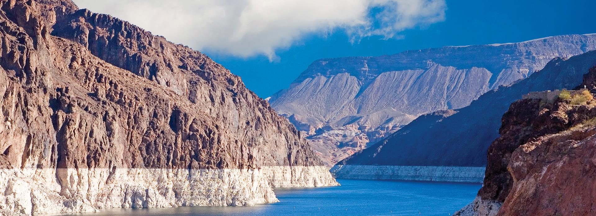 Lake Mead and its receding waterline. 