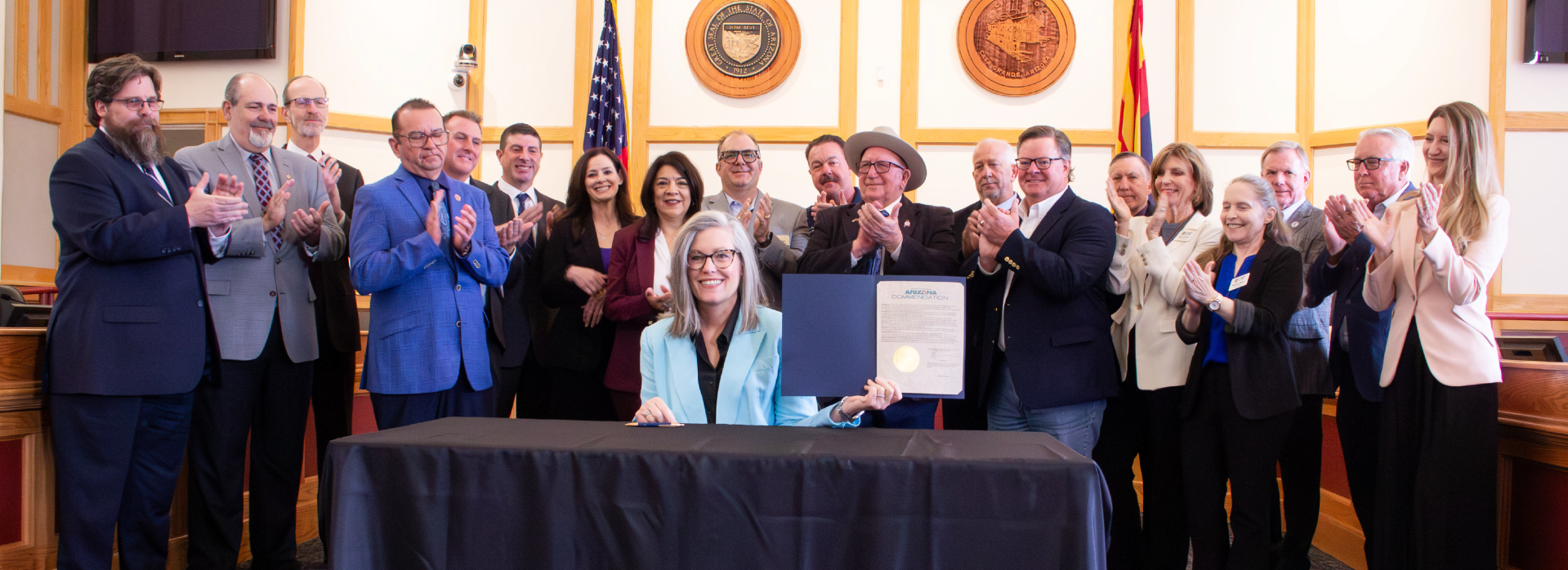 Photo of Governor Hobbs taken during the signing ceremony