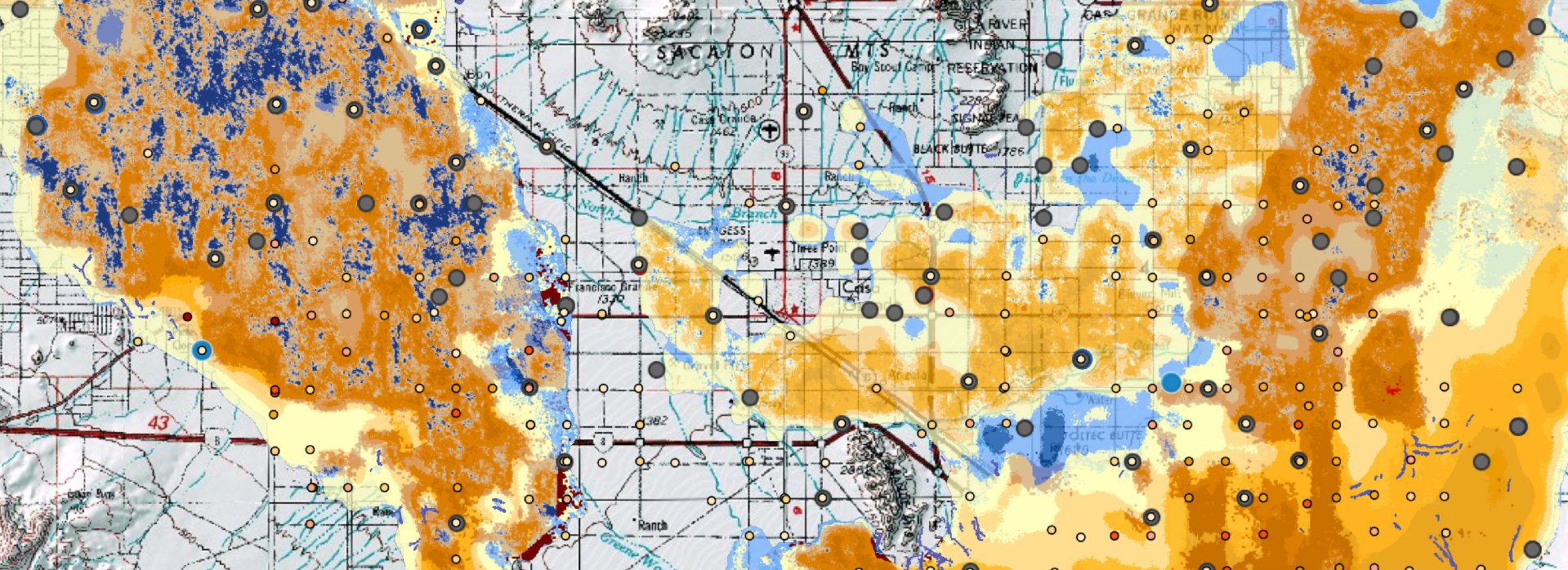 Screenshot of the interactive subsidence map