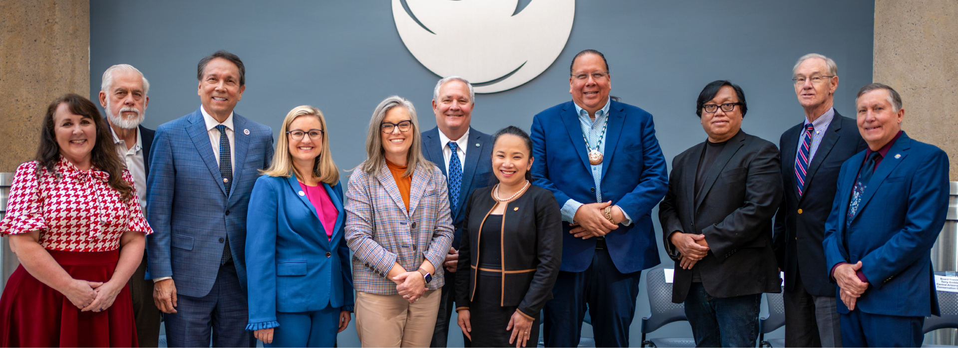 Gilbert Mayor Brigette Peterson; Glendale Mayor Jerry Weiers; Scottsdale Mayor David Ortega; Phoenix Mayor Kate Gallego; Governor Katie Hobbs, Lower Colorado River Basin Deputy Regional Director Dave Arend; Bureau Commissioner Camillie Calimlim Touton; Gila River Indian Community Governor Stephen Roe Lewis; San Carlos Apache Tribe Vice Chairman Tao Etpison; Central Arizona Water Conservation District Board President Terry Goddard; and, ADWR Director Tom Buschatzke. 
