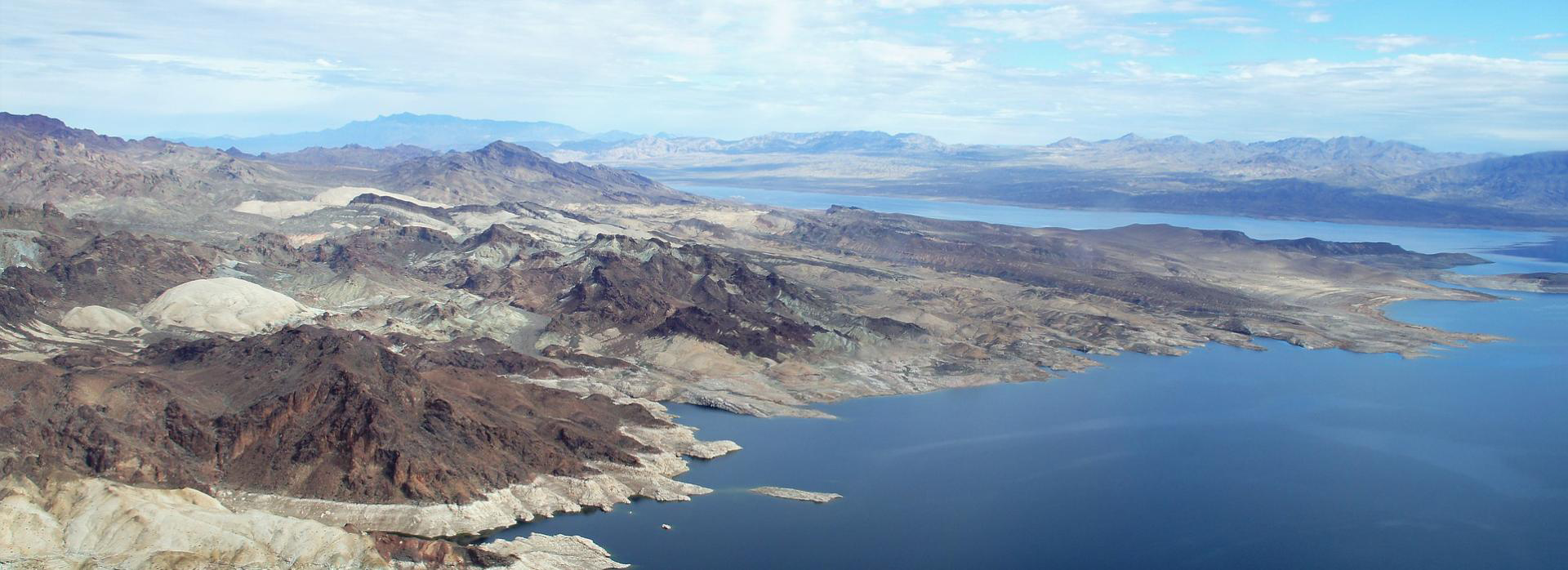 Lake with receding waterline