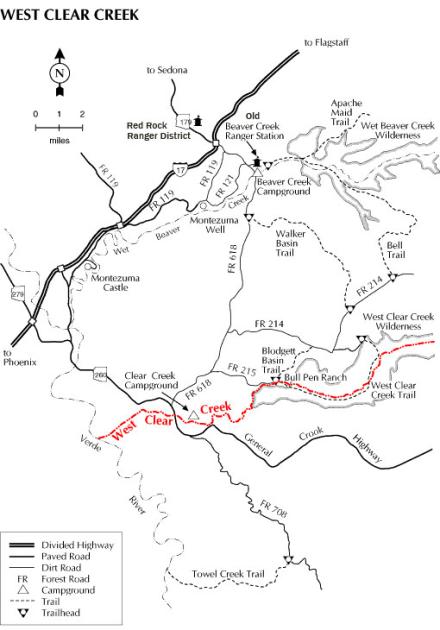 West Clear Creek Map