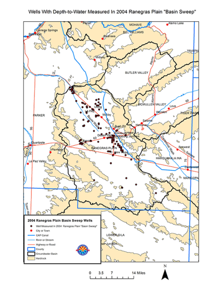 Well With Depth-to-water measured in 2004 Ranegras Plain "Basin Sweep"
