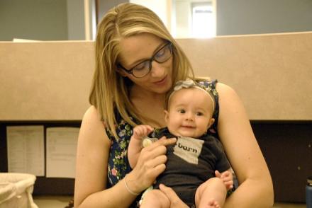 Water Resources planning specialist Natalie Mast with three-month-old Juniper