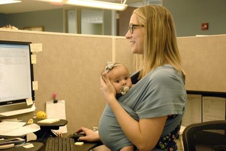 Water Resources planning specialist Natalie Mast with three-month-old Juniper