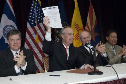 The Governors’ Representatives for the seven Colorado River Basin States joined the Secretary of the Interior on the dais