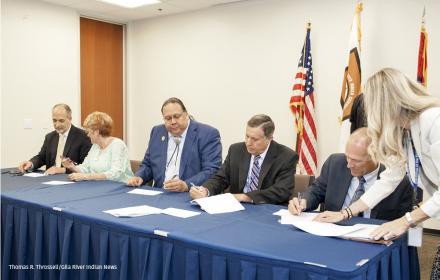 At the table: Barry Gold, Thelda Williams, Gov. Lewis, Tom Buschatzke and Terry Fulp