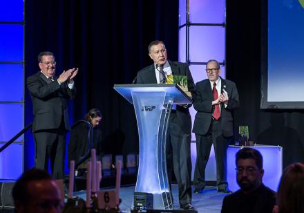 Arizona Department of Water Resources Director Tom Buschatzke and Central Arizona Project’s General Manager Ted Cooke accepting the Governor’s Award for Environmental Excellence (Photo courtesy of Arizona Forward)