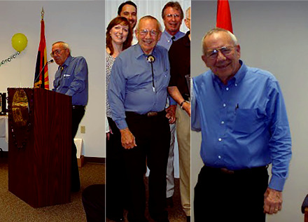 Beloved by longtime staff, Herb Guenther shares anecdotes with staff at an ADWR social event