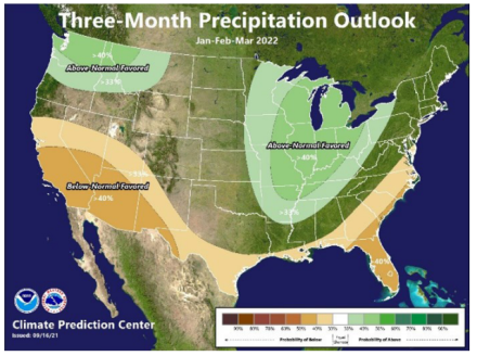 Three Month Precipitation Outlook Jan-Feb-Mar 2022