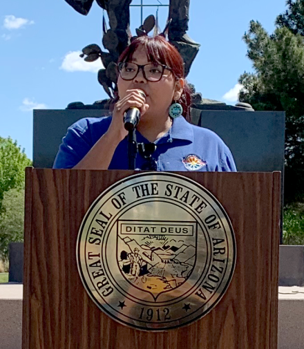 Nadene Hubbard speaking at the Water Awareness Month Festival