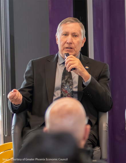 ADWR Director Tom Buschatzke speaking during the four-person panel