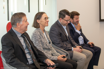 From left: ADWR Director Tom Buschatzke, Sarah Porter, Director of the Kyl Center for Water Policy, Ted Geisler, President of Arizona Public Service and Jim Pratt, General Manager and CEO of Salt River Project.