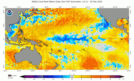 An animated graphic depicting the sea surface temperatures that indicate the dissipation of "La Niña" atmospheric conditions. Image courtesy of NOAA 