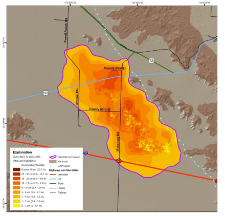 Total Land Subsidence in the Ranegras Plain