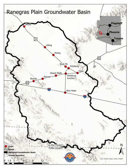 Map showing the location of the Ranegras Plain Groundwater Basin