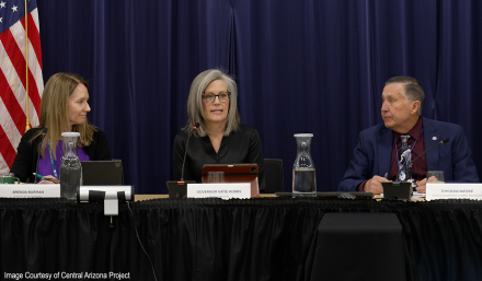 Governor Katie Hobbs speaking at the ARC Meeting (Image Courtesy of Central Arizona Project)