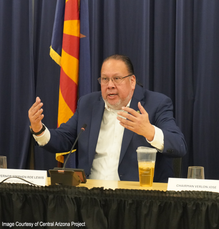 Governor Stephen Roe Lewis speaking at the ARC meeting (Image Courtesy of Central Arizona Project)