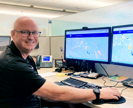 Brian Conway navigating the new interactive land subsidence map